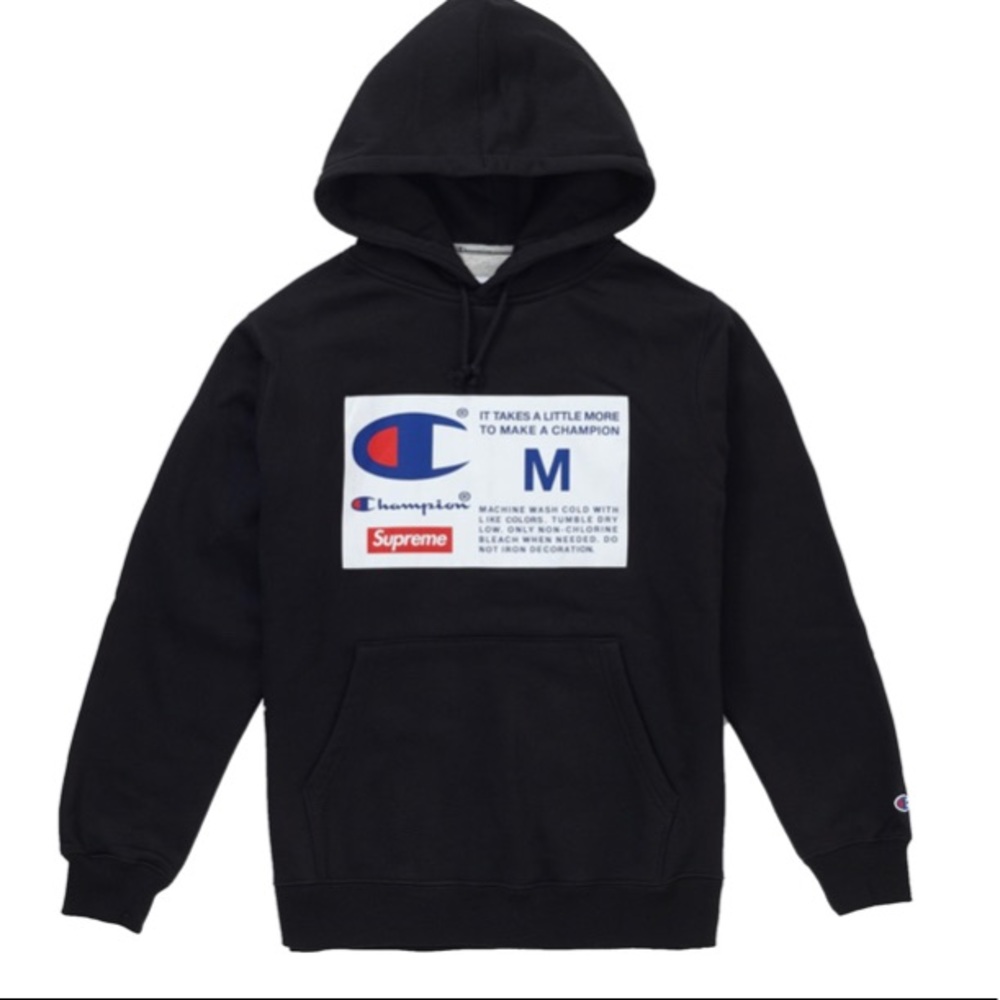 Supreme
Champion x Supreme label hoodie